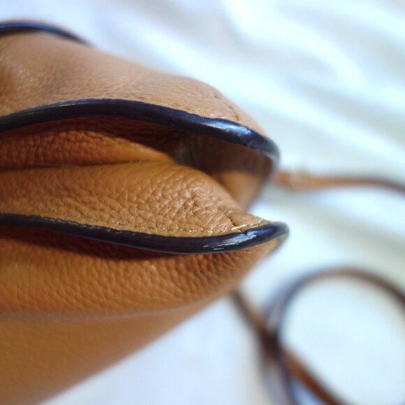 COACH Lyla Double Gusset leather convertible crossbody Saddle Tan brass tone hdw - Picture 5 of 9